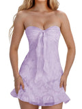 Jacquard Chiffon Homecoming Dress Short for Teens 2027 Strapless Mini Prom Gown Ruffle Cocktail Party Dress