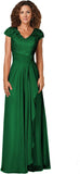 Women's Mother of The Bride Dresses for Wedding V Neck Lace Appliques Formal Evening Gowns