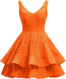 Short 2026 Sparkly Sequin Homecoming Dress for Teen Tiered Corset Ball Prom Cocktail Party Gown for Women