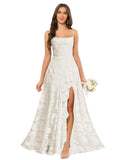 Women’s Ruffled Bridesmaid Dresses Scoop Neck Floral Chiffon Formal Dress Wrap Pleated Wedding Guest Dress
