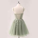 Lace Applique Tulle Homecoming Dresses for Teens Sparkly 3D Flower Short Prom Dress Sequin Quinceanera DAMA Dress