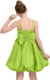 Satin Homecoming Dress for Girls Short Satin Flower Girl Dresses for Wedding Party Prom Gown with Bow