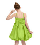 Satin Homecoming Dress for Girls Short Satin Flower Girl Dresses for Wedding Party Prom Gown with Bow