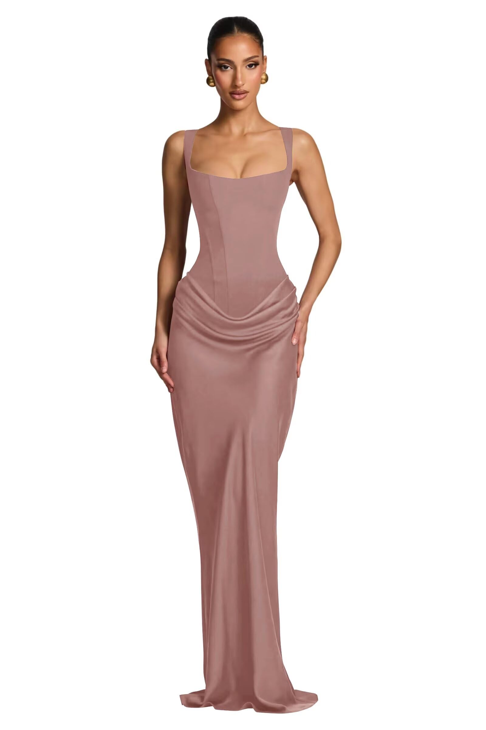 Mermaid Satin Prom Dresses for Women 2026 Spaghetti Strap Formal Dress Ruched Corset Evening Party Gowns
