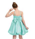 Satin Homecoming Dress for Girls Short Satin Flower Girl Dresses for Wedding Party Prom Gown with Bow