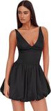 V Neck Satin Homecoming Dresses for Teens 2027 Short Prom Dress A-Line Backless Cocktail Party Gowns with Pockets