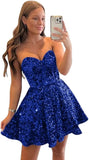 Sequin Short Homecoming Dresses for Teens Sparkly A Line Prom Dress Tight Cocktail Dresses Evening Gown with Pocket