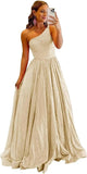 One Shoulder Sequin Prom Dresses for Women 2027 Sparkly Long A-Line Formal Evening Party Ball Gowns with Pockets