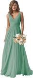 Chiffon Bridesmaid Dresses Long for Women A Line Ruched Formal Porm Evening Gowns