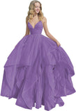 Women's Sparkly Tulle Prom Dress 2023 Long Ball Gown Spaghetti Straps Quinceanera Dress