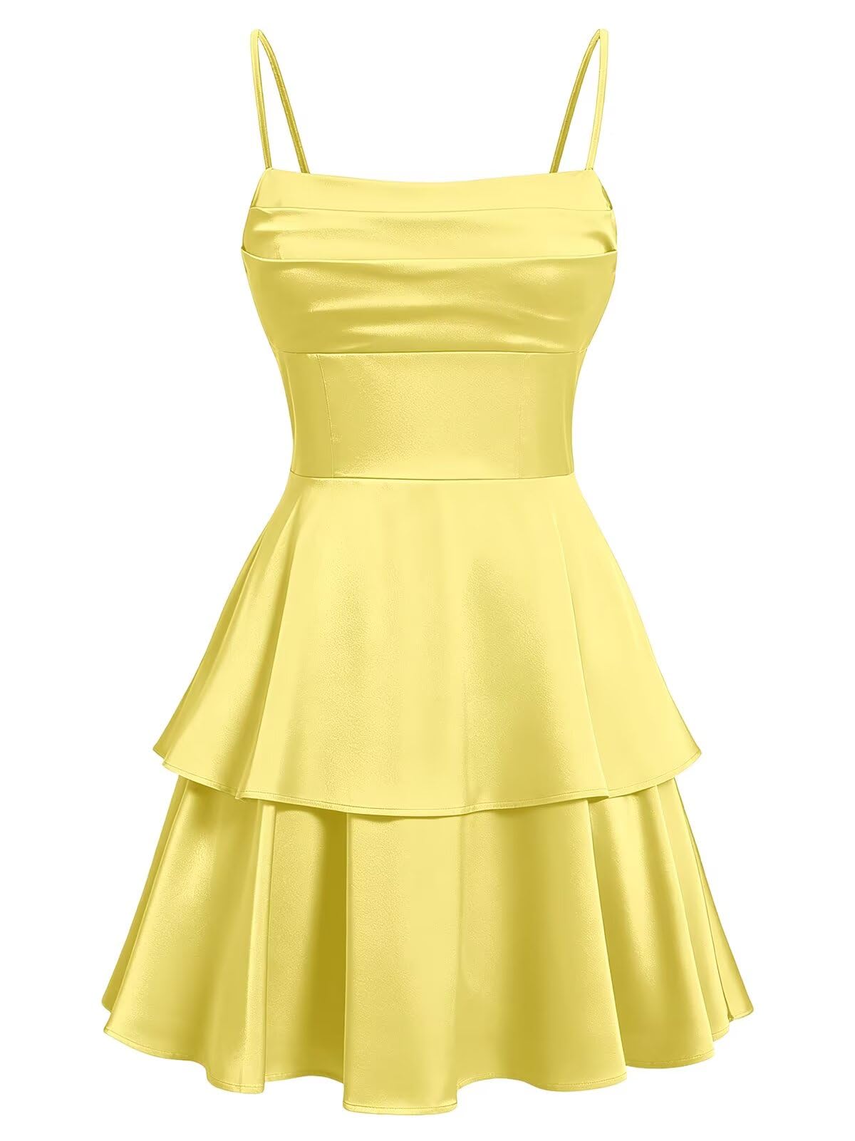 Tiered Satin Homecoming Dresses for Teens Short A Line Tight Spaghetti Strap Formal Cocktail Party Gown 2026