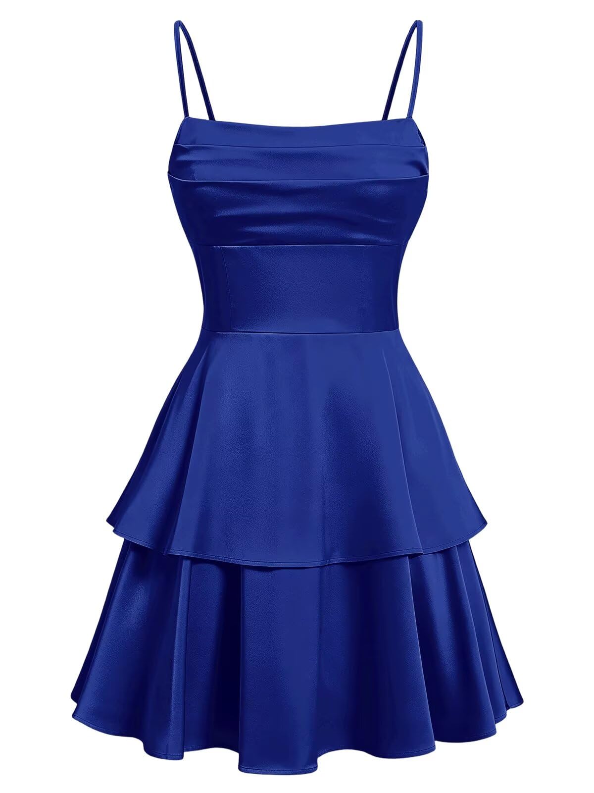 Tiered Satin Homecoming Dresses for Teens Short A Line Tight Spaghetti Strap Formal Cocktail Party Gown 2026