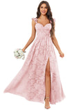 Chiffon Floral Bridesmaid Dresses with Slit Sleeveless Corset Ruffle A Line Long Formal Evening Gowns