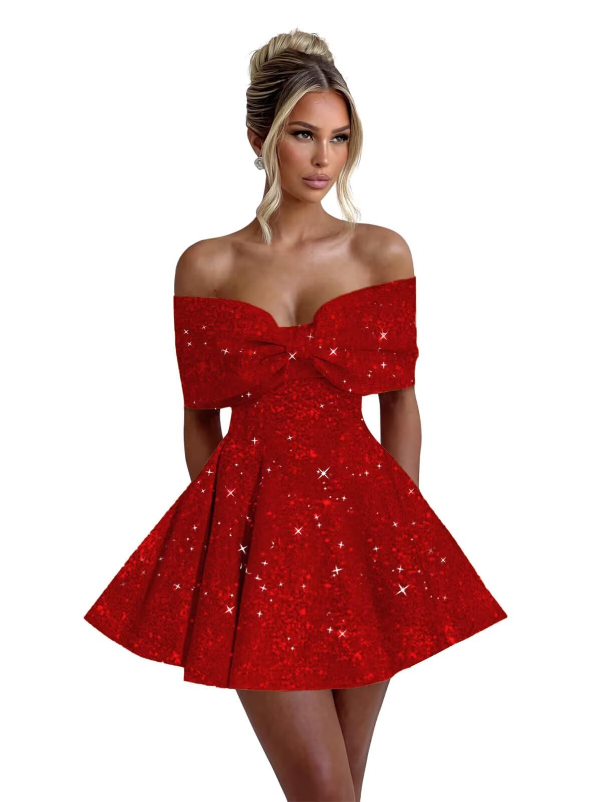 Sparkly Sequins Homecoming Dresses for Teens with Bow 2025 Strapless Short Prom Dress Cocktail Gown