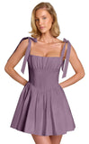 Spaghetti Straps Homecoming Dresses for Teens Satin A-line Short Prom Dress Pleated Cocktail Gowns with Pockets