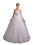 Women's Sweetheart Applique Beaded Corset Bridal Shiny Tull Wedding Dresses for Bride