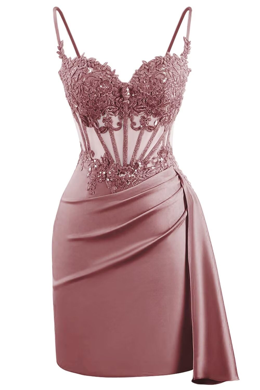 Lace Satin Homecoming Dresses for Teens 2027 Short Prom Dress Spaghetti Straps Corset Cocktail Formal Evening Gowns
