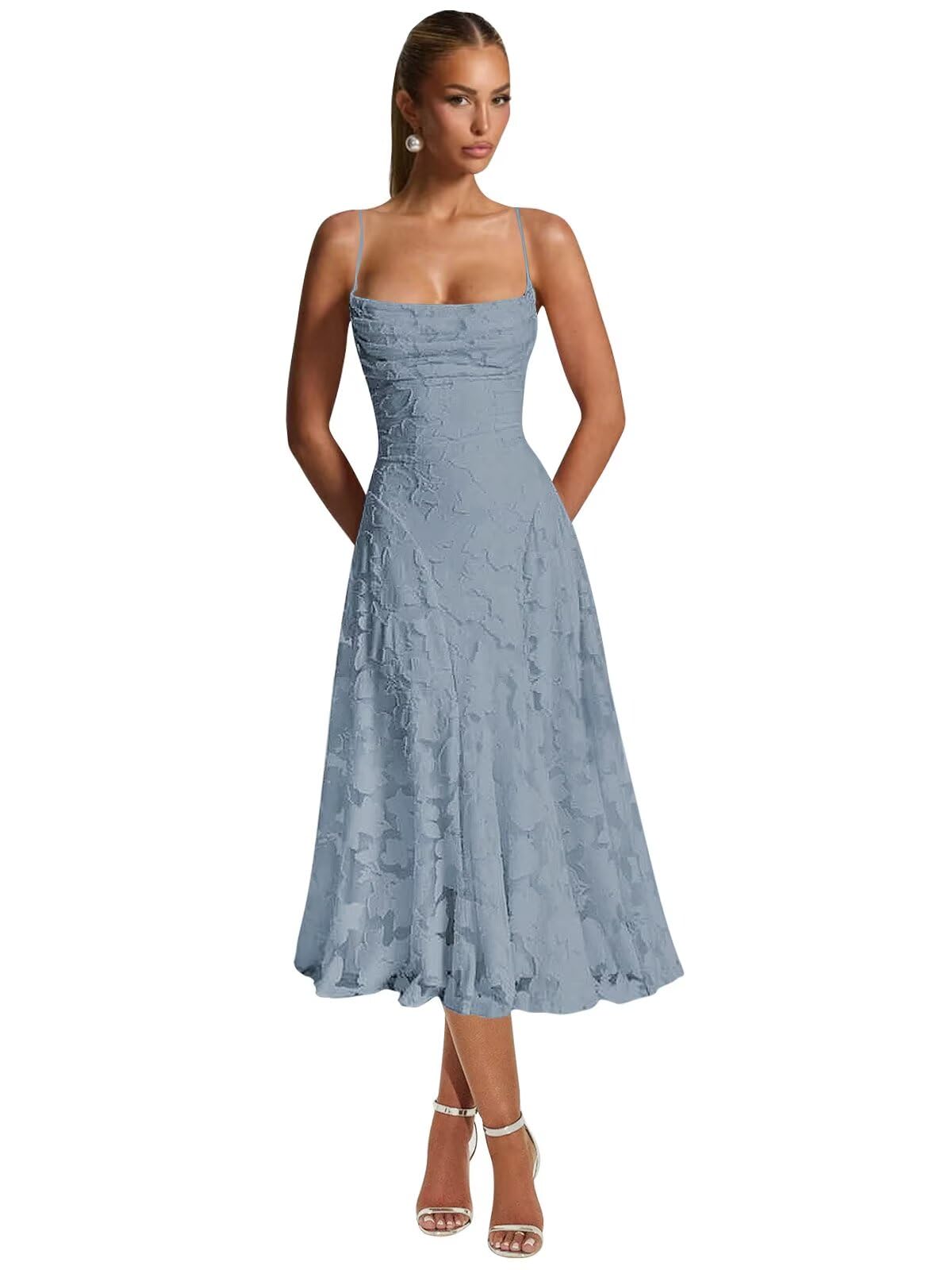 Lace Jacquard Bridesmaid Dresses for Women 2027 Spaghetti Straps Ruffle Formal Wedding Guest Dress Formal Evening Dress