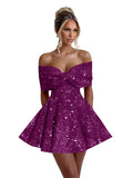 Sparkly Sequins Homecoming Dresses for Teens with Bow 2027 Strapless Short Prom Dress Cocktail Gown