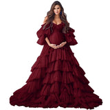Puffy Tulle Robe Maternity Dress for Photoshoot Off Shoulder Bridal Lingerie Maternity Gowns for BabyShower