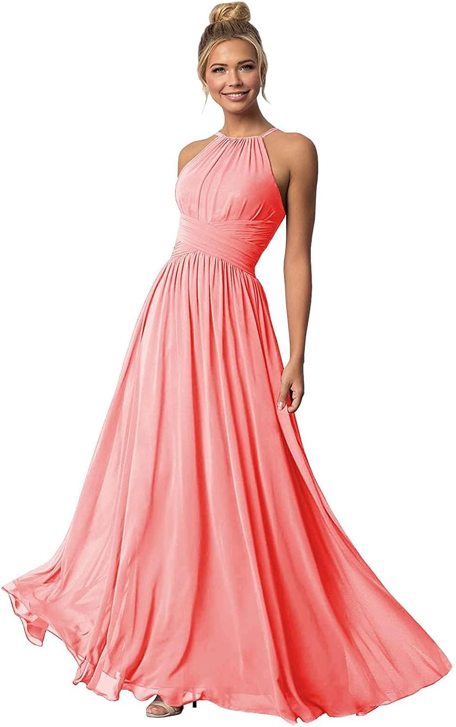 Women's Halter Bridesmaid Dresses Long Chiffon Formal Dresses Evening Party Dress 2026