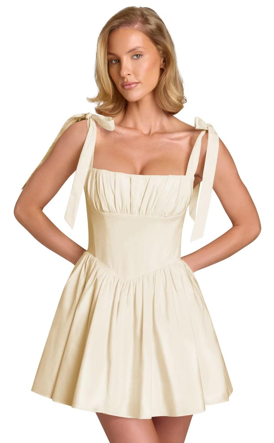 Spaghetti Straps Homecoming Dresses for Teens Satin A-line Short Prom Dress Pleated Cocktail Gowns with Pockets
