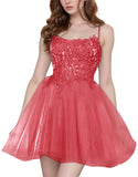 Tulle Homecoming Dresses Short Wedding Dresses 2026 Spaghetti Strap Prom Dress A Line Lace Applique Formal Party Gown
