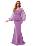 Kingbridal Gowns Long Sleeve Prom Dresses 2026 Mermaid Satin Formal Dress for Women Sparkly Sequin Halter Neck Evening Party Gowns