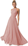 Women's Halter Bridesmaid Dresses Long Chiffon Formal Dresses Evening Party Dress 2026