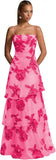 Ruffle Floral Embroidery Prom Dress Long A Line Tiered Bridesmaid Dresses Formal Evening Gowns