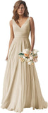 Chiffon Bridesmaid Dresses Long for Women A Line Ruched Formal Porm Evening Gowns