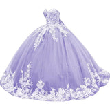 Sparkly Tulle Sweet 15 16 Quinceanera Dress Lace 3D Floral Ball Gown Strapless Puffy Prom Formal Gown