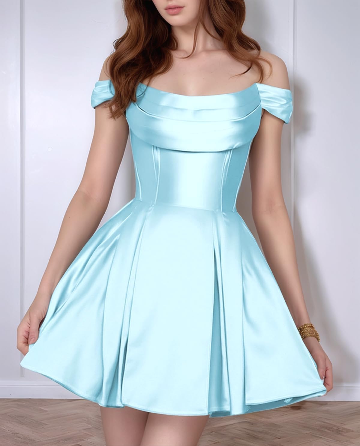 Satin Homecoming Dresses Short Wedding Dresses 2026 Off Shoulder Prom Dress with Pockets A Line Formal Party Gown
