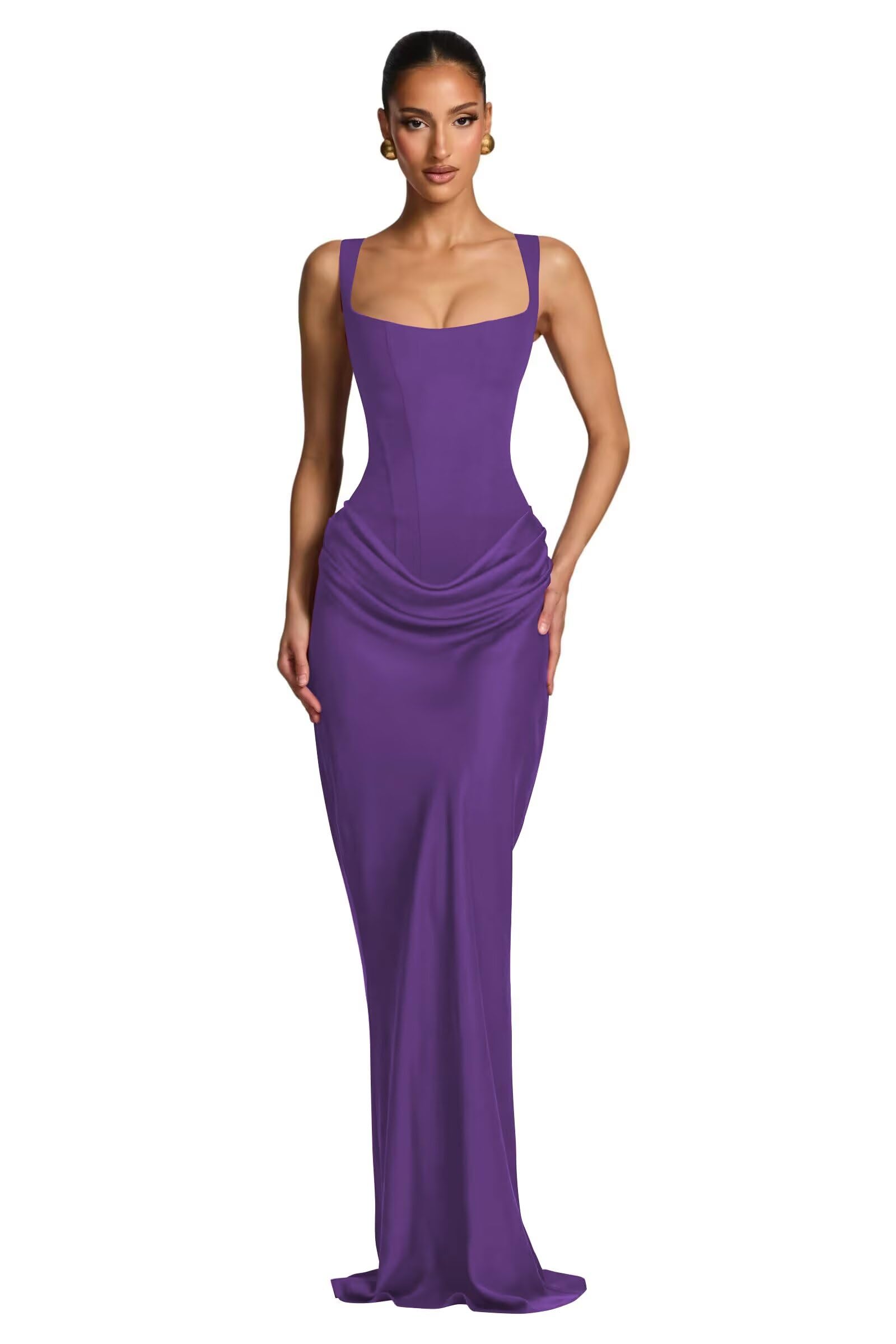 Mermaid Satin Prom Dresses for Women 2026 Spaghetti Strap Formal Dress Ruched Corset Evening Party Gowns