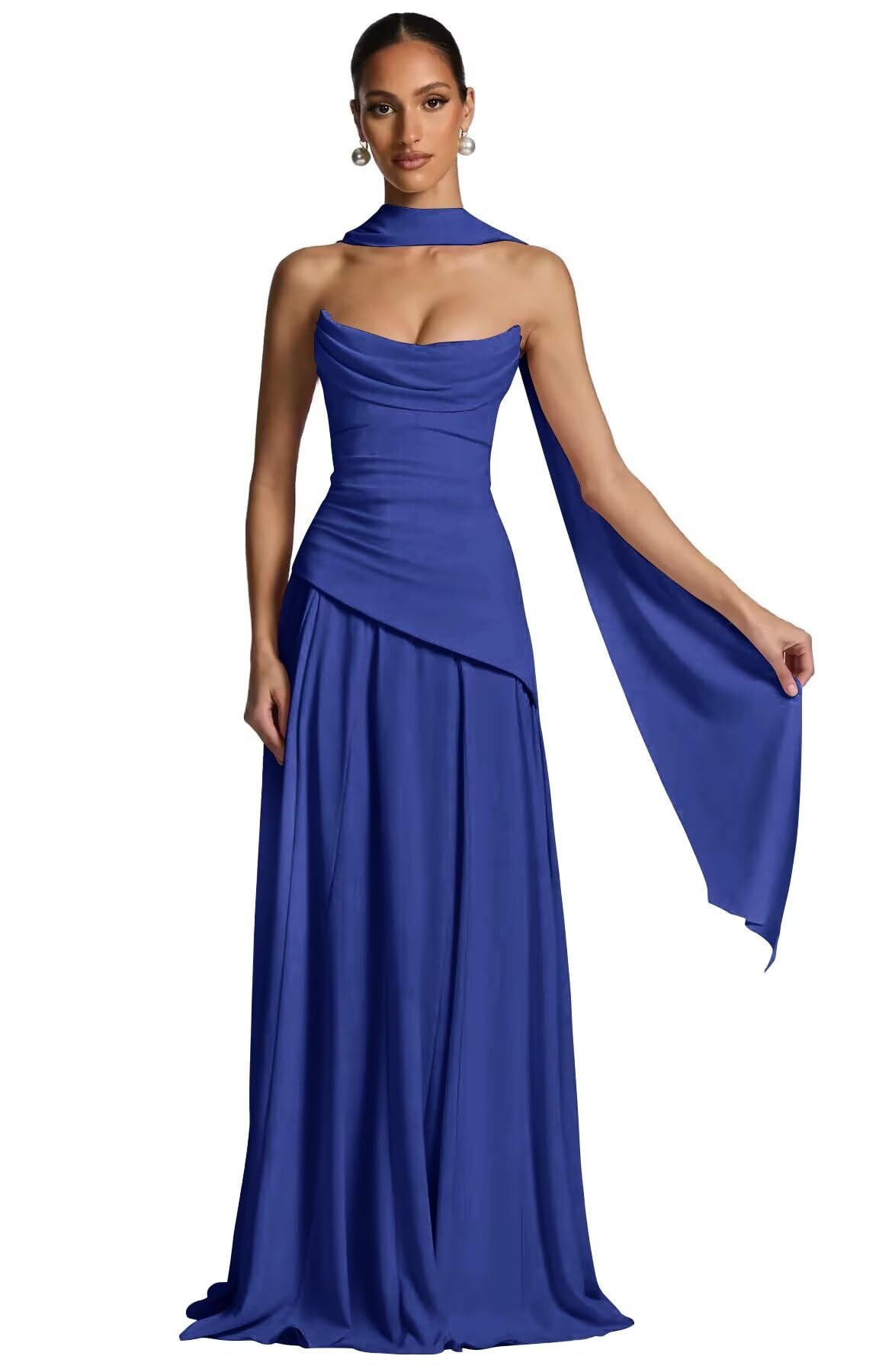 Kingbridal Strapless Bridesmaid Dresses with Scarf 2026 Long A-line Prom Formal Dress
