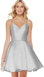 Women's Short Homecoming Dresses for Teens 2025 V Neck Satin Prom Cocktail Gowns