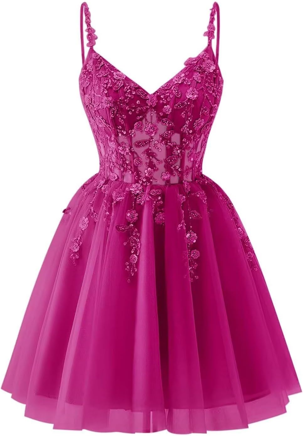 Lace Applique Tulle Homecoming Dresses for Teens Sparkly 3D Flower Short Prom Dress Sequin Quinceanera DAMA Dress