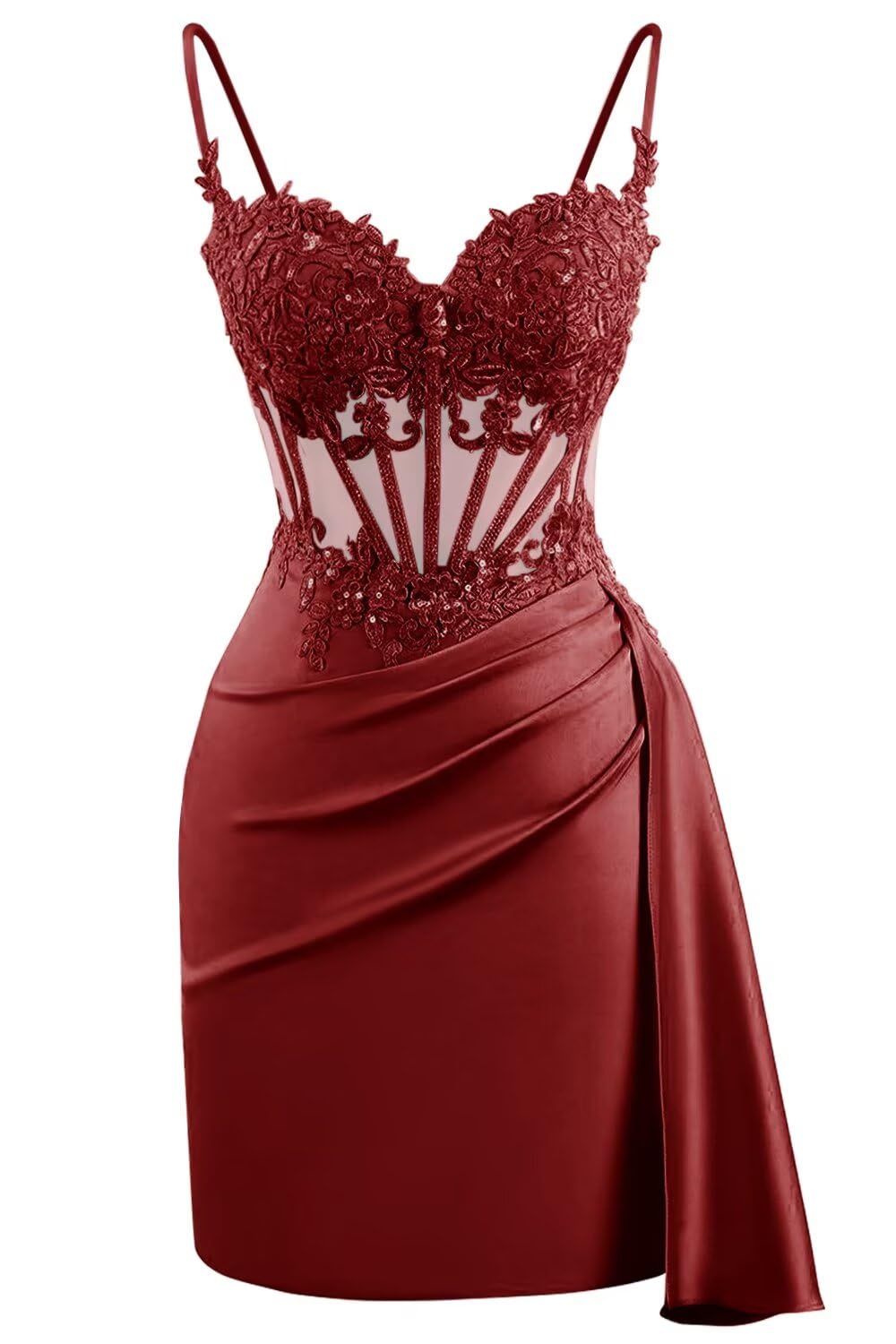 Lace Satin Homecoming Dresses for Teens 2027 Short Prom Dress Spaghetti Straps Corset Cocktail Formal Evening Gowns