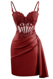 Lace Satin Homecoming Dresses for Teens 2027 Short Prom Dress Spaghetti Straps Corset Cocktail Formal Evening Gowns