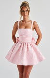 Jacquard Satin Homecoming Dresses for Teens Spaghetti Straps Short Prom Dress A-line Cocktail Party Gowns with Bow
