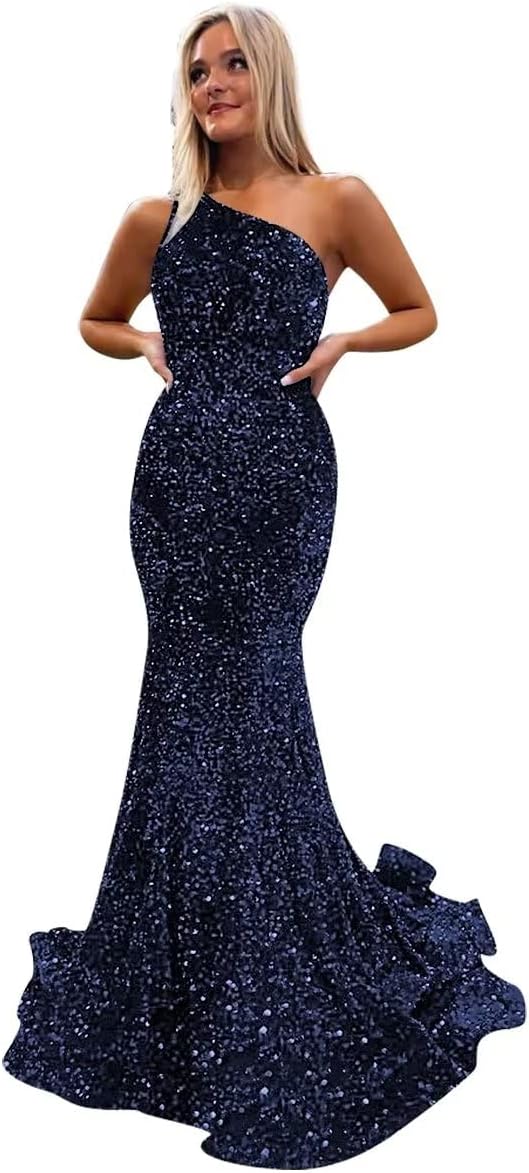 Women's Strapless Sequin Prom Dresses with Train Criss-Cross Mermaid Long Formal Evening Gowns