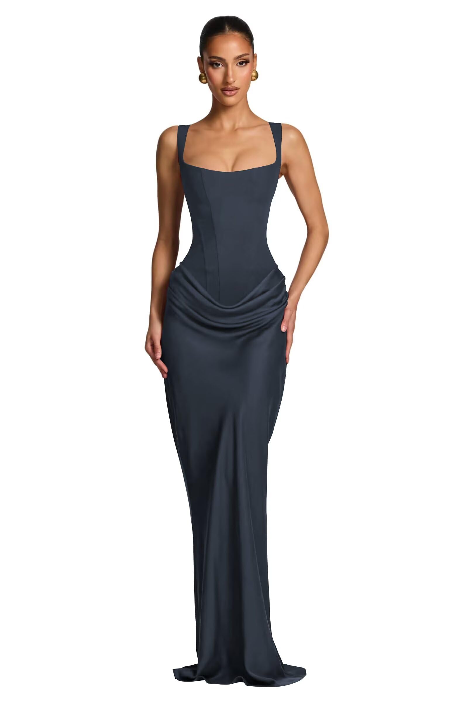 Mermaid Satin Prom Dresses for Women 2026 Spaghetti Strap Formal Dress Ruched Corset Evening Party Gowns
