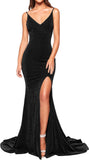 Women's Prom Dress Long High Slit Mermaid Formal Evening Gown for Wedding
