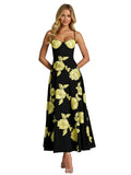 Floral Jacquard Tulle Prom Dresses Spaghetti Straps Formal Evening Party Dress Tea Length Gown
