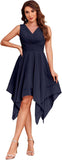 Women's Short Bridesmaid Dresses 2025 V Neck Ruched Chiffon Formal Cocktail Party Dress
