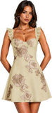 Floral Homecoming Dresses for Teens Short Princess A Line Mini Prom Cocktail Party Gowns
