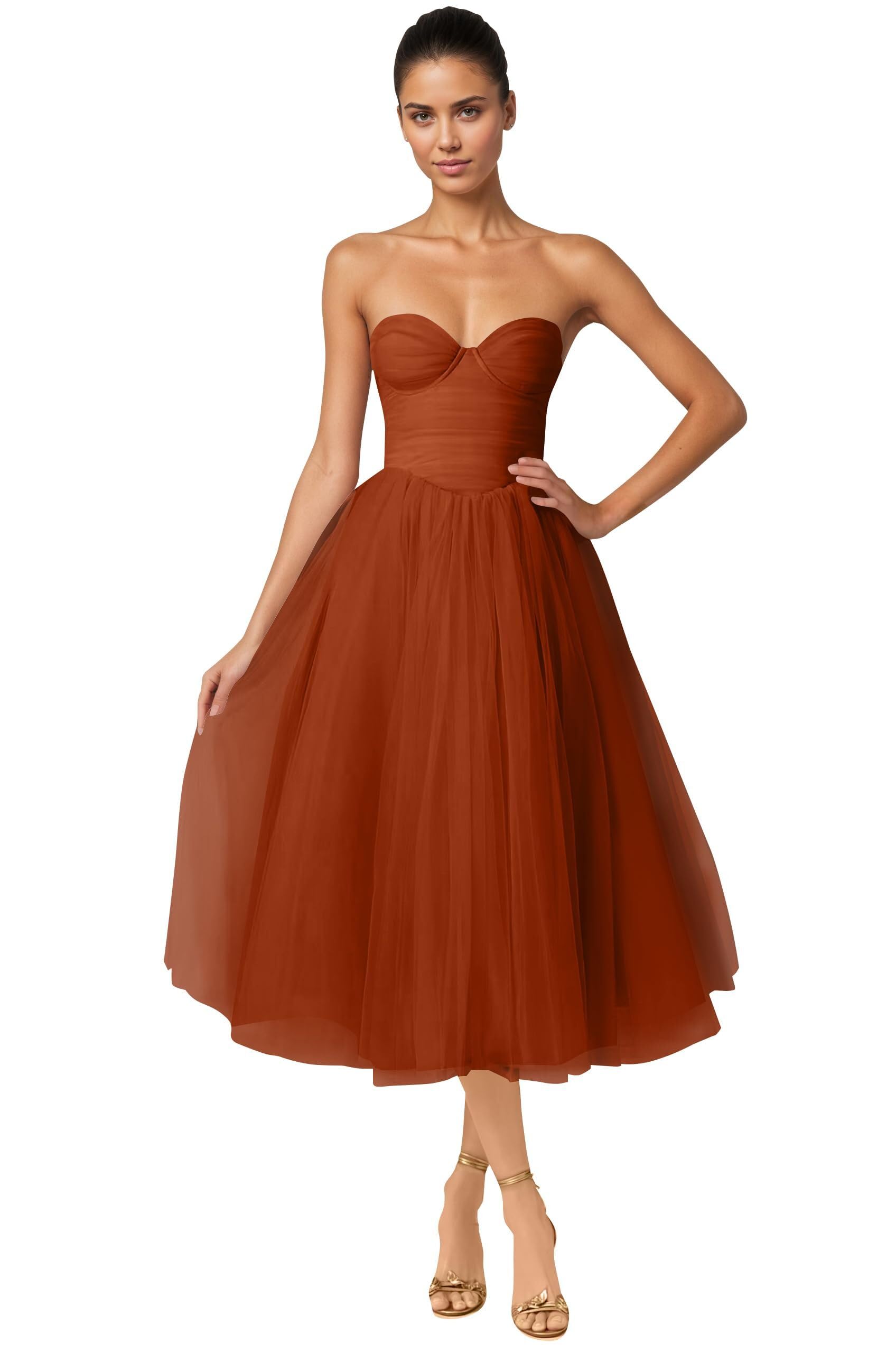 Strapless Prom Dresses Sweetheart Tulle Ball Gowns Corset Short Homecoming Dresses Pleated Lace-up Evening Dresses