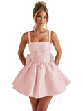 Satin Jacquard Homecoming Dress with Bow Short A-Line Mini Prom Cocktail Party Gown