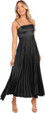 Midi Pleated Bridesmaid Dresses for Women Tea Length Formal Wedding Guest Dresses Prom Formal Gowns