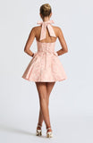 Satin Jacquard Halter Homecoming Dresses with Bow for Teens Mini A-Line Puffy Cocktail Corset Evening Party Gown